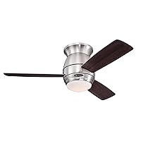Westinghouse Lighting 7217900 Halley 44-Inch Brushed Nickel Indoor Ceiling Fan, LED Light Kit with Frosted Opal Glass, Remote Control Included