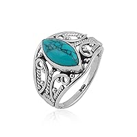 Native American Style Turquoise 925 Sterling Silver Gemstone Ring Jewelry