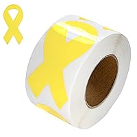 Yellow Ribbon Shaped Stickers for Spina Bifida, Bladder Cancer, Sarcoma and Missing Children Awareness – Perfect for Events, Support Groups, Fundraising and More! (1 Roll -250 Stickers)