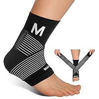 MAAZO Ankle Brace for Women & Men & Youth Ankle Brace for Sprained Ankle, Ankle Wrap for Plantar Fasciitis Relief, Heel Protectors Sleeve w/ Ankle Support Strap, Heel Brace for Heel Pain (M,Single)