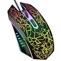 VersionTECH. Wired Gaming Mouse, Ergonomic USB Optical Mouse Mice with Chroma RGB Backlit, 1200 to 3600 DPI for Laptop PC Computer Games & Work –Black (Renewed)