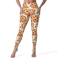 Pie Food Women's Yoga Pants Leggings with Pockets High Waist Compression Workout Pants