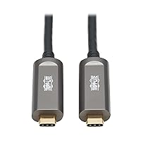 Tripp Lite USB-C Fiber (10 Gbps) Data Cable, USB 3.2 Active Optical Cable, Male to Male, Black, Plenum-Rated for in Wall & Ceiling Installations, 66 Feet / 20 Meters, 3-Year Warranty (U420F-20M-D3)