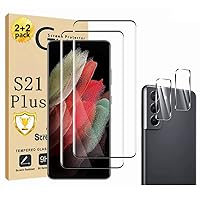 Galaxy S21+ Plus Screen Protector【2+2 Pack】 With Camera Lens Protector【3D Glass】ompatible Fingerprint Easy installation 9H Hardness Tempered Glass Screen Protector for Samsung Galaxy S21 Plus 5G