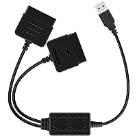 Black Dual USB Adapter Converter Cable Cord for Sony PS1 PS2 Wired Controller Gamepad Joystick to PC Laptop
