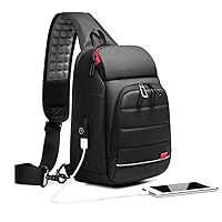 Niceer Mens Sling Bag Chest Pack Bag Shoulder Crossbody Backpack Waterproof Small Travel Hiking Multipurpose Daypack with USB Charging Port