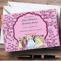 Pink Princess Theme Personalized Birthday Party Invitations