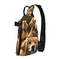 Golden Retrievers Print Crossbody Backpack Cross Pack Lightweight Sling Bag Travel, Hiking