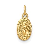 14k Yellow Gold Solid Polished Miraculous Medal Charm Pendant Necklace Measures 9x6mm Jewelry for Women