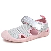 Nautica Kids Protective Water Shoe,Closed-Toe Sport Sandal for Boys and Girls-Kettle Gulf-Silver Glitter Mesh Size-11