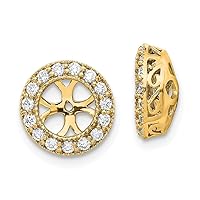 14k Yellow Gold Polished Diamond Earrings jacket Measures 12x12mm Wide Jewelry for Women