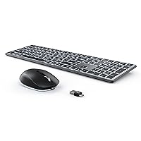seenda Backlit Wireless Keyboard and Mouse for Mac - Full Size Rechargeable Wireless Illuminated Keyboard with USB and Type C Receiver for MacBook Pro/Air, Windows PC Laptop Computers - Gray