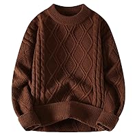 Men's Round Neck Thickened Sweater Autumn and Winter Solid Color Knitted Sweater Warm Clothes