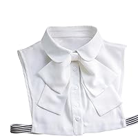 Korean Women White Detachable Bow False Shirt Doll Collar Blouse Dickey