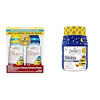 Zarbee's Kids All-in-One Day/Night Cough Value Pack for Children 6-12 with Dark Honey, Turmeric, B-Vitamins & Zinc & Kids 1mg Melatonin Gummy; Drug-Free & Effective Sleep Supplement