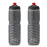 Polar Bottle Breakaway Insulated Water Bottle - BPA Free, Cycling & Sports Squeeze Bottle (Bolt - Charcoal, 24 oz) - 2 pack