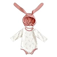 Linen Baby Set Baby Boys Girls Bunny Outfit My First Easter Outfits Infant Newborn Bodysuit Romper (Pink, 0-3 Months)
