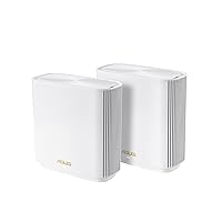 ASUS ZenWiFi Whole-Home Tri-Band Mesh WiFi 6E System (ET8 2PK), Coverage up to 5,500 sq.ft & 6+Rooms, 6600Mbps, New 6GHz Band, AiMesh,Instant Guard