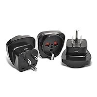 OREI Europe to US Plug Adapter, Grounded European to USA Adapter, American Outlet Plug Adapter, EU to US Adapter, Europe to USA Travel Plug Converter (3 Pack) GP-95