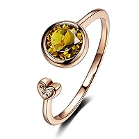Succinct Fine Jewelry Natural Yellow Tourmaline Gemstone Diamond 14ct Rose Gold Bridal Wedding Engagement Ring