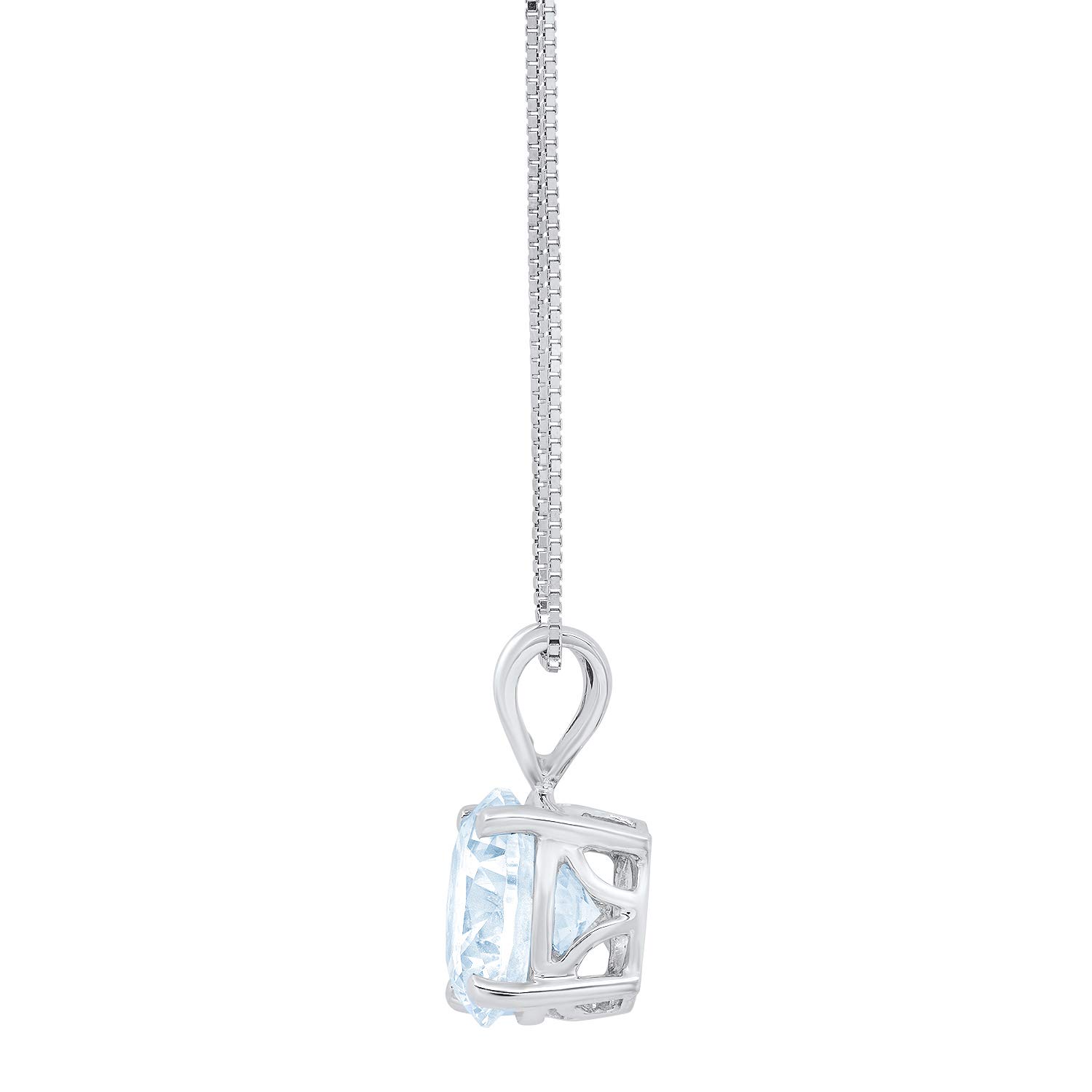 Clara Pucci 0.50 ct Brilliant Round Cut Stunning Genuine Flawless Blue Simulated Diamond Gemstone Solitaire Pendant Necklace With 16