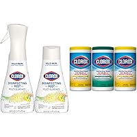 Cleaning Bundle Disinfecting Mist Lemon and Orange Blossom Scent (1 Spray Bottle & 1 Refill, 16 Fl Oz Each) Disinfecting Wipes (3-Pack, 75ct Each)
