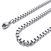 Men's 1.5~4mm Wide Stainless Steel Necklace Box Chain Link Silver Tone 14~40 Inch