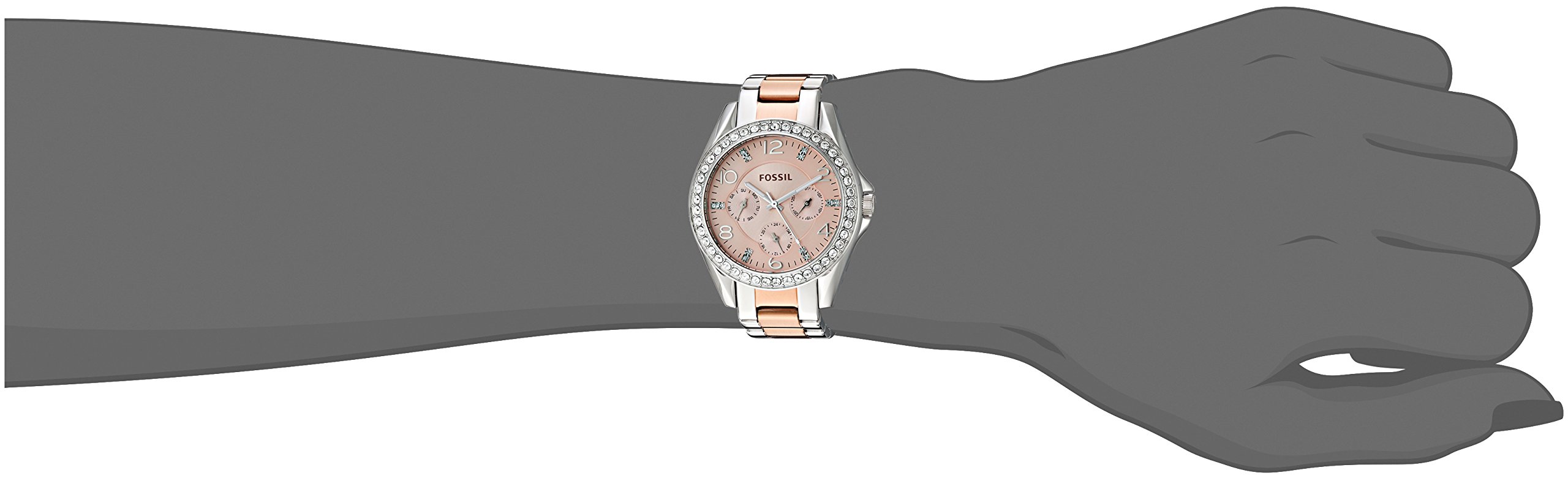 Fossil Women's Riley Quartz Stainless Multifunction Watch, Color: 2T Silver/Rose (Model: ES4145)