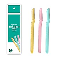 Amazon Basics Women's Multipurpose Exfoliating Dermaplaning Tool, Eyebrow Razor, and Facial Razor, Includes Blade Cover, Multicolor, 3 Count