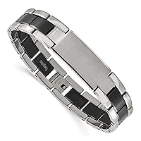 Tungsten Brushed and Polished Black IP-plated 8.5in Bracelet