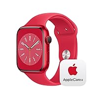 Apple Watch Series 8 [GPS 45mm] Smart Watch w/ (Product) RED Aluminum Case with (Product) RED Sport Band - M/L with AppleCare+ (2 Years)