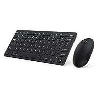 Compact Wireless Keyboard Mouse, 2.4GHz Ultra Thin Small Wireless Keyboard Mouse Combo for Desktop, Laptop (Black)