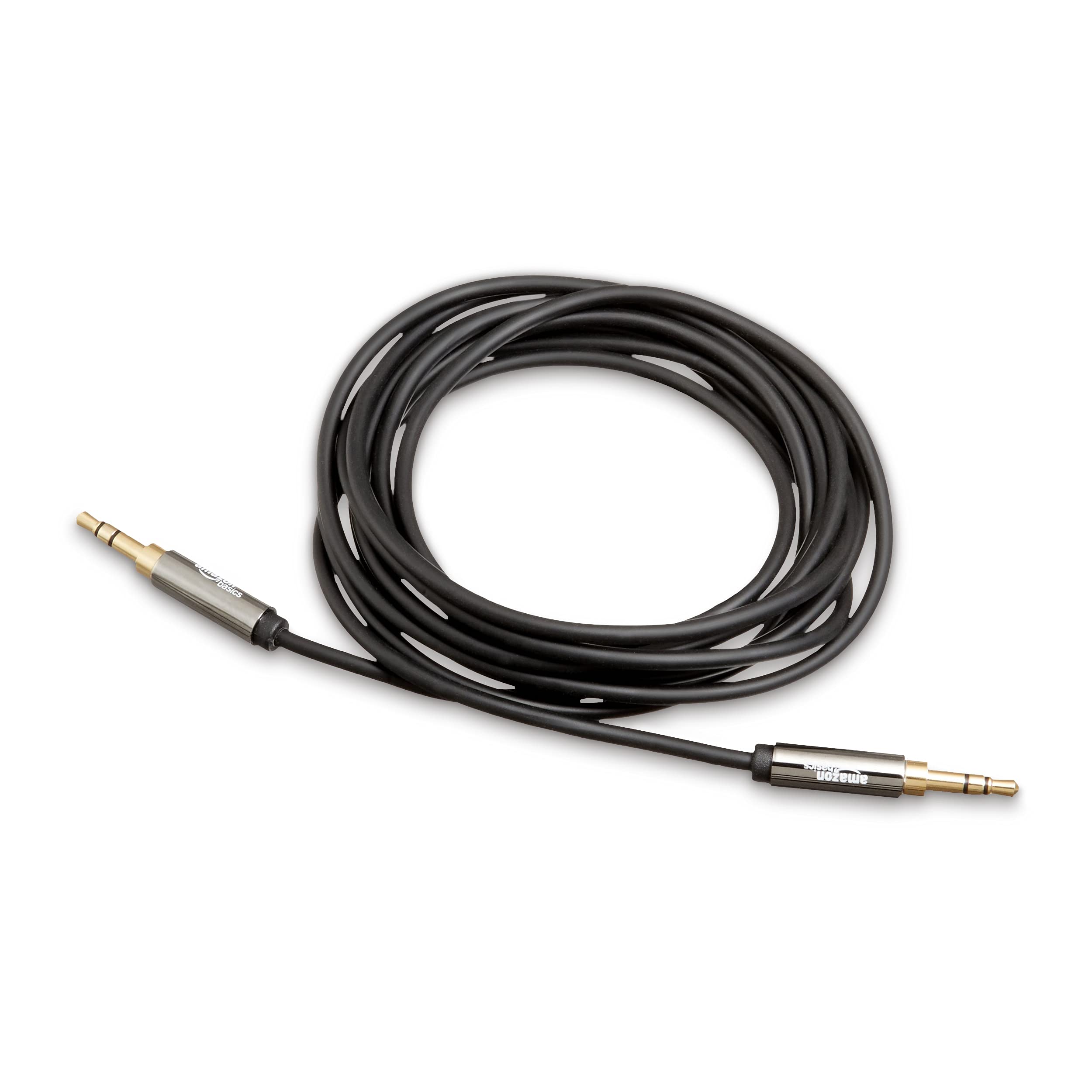 Amazon Basics 3.5mm Aux Audio Cable for Stereo Speaker or Subwoofer with Gold-Plated Plugs, 8 Foot, Black