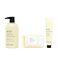 Bundle of philosophy purity made simple -one-step facial cleansing cloths, facial cleanser + pore extractor mask