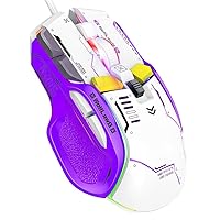 Wired Gaming Mouse PC Gaming Mice with 12 RGB Backlit, High-Precision 12800 DPI Adjustable