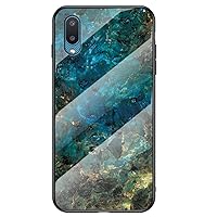 XYX Compatible with Samsung A02 Case, [Tempered Glass Back] Marble Pattern Lightweight Slim Phone Protective Cover for Galaxy A02 SM-A022, Green Jade