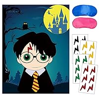 Harry Magic School Birthday Party Supplies, Pin The Nose on Harry 24PCS Scar Stickers for Wizard Potter Party Supplies Decorations, Magic Wizard School Theme Party Favors
