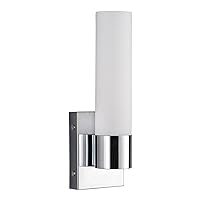 Linea di Liara Polished Chrome Wall Sconce Lighting Perpetua Bathroom Sconce Light Vanity Glass Tube Wall Sconce Up Light Modern Farmhouse Bedroom Hallway Wall Light Fixture with Frosted Glass Shade