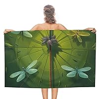 Dragonfly Lotus Leaf Beach Towels Quick Dry Oversized Beach Blanket Sand Free Travel Bath Towel for Women&Men