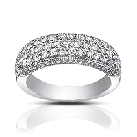 1.00 ct Pave Set Round Cut Diamond Wedding Band Ring in Platinum