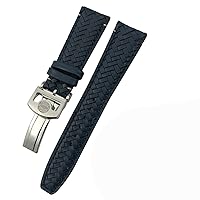 for IWC Portugieser Big Pilot IW377714 IW394005 Leather Watch Strap Blue Wristband 20mm 21mm 22mm Premium Cowhide Strap (Color : Blue Silver Buckle1, Size : 21mm)