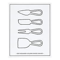 Santa Barbara Design Studio Cheese Knives Stainless Steel Knife Set Gift Book Box, 4-Pieces, Silver