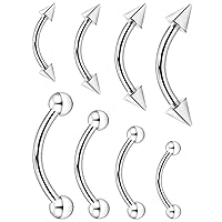 Yaalozei 16G Titanium Eyebrow Rings Rook Daith Piercing Jewelry Hypoallergenic Curved Barbells Snake Eye Tongue Ring Vertical Lip Labret Belly Ring Piercing Jewelry for Women Men 6mm 8mm 10mm 12mm