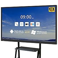 65'' Smart Digital Whiteboard, Interactive Board 4K UHD Smartboard Touchscreen Display, All in One Computer for Classroom and Business (Board + Black Stand)