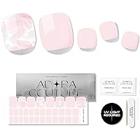 Semi Cured Gel Nail Strips Pedicure Stickers | 32pcs Glossy Toe Nail Stickers | Gel Nail Pedi Strips | Gel Nail Wraps Semi Cured | Salon Nails at Home - Requires UV Light (Pink Marble P)