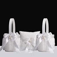 Flower Girl Baskets for Wedding,Ivory Flower Girl Basket for Wedding Ceremony (Ivory5)