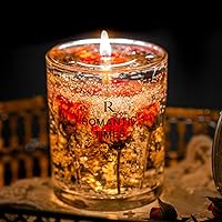 Jelly Jar Rose Scented Candles Fragrance Real Flower 7.4 Oz 50 Hours Burning Time Floral Unique Pretty Candles Decorative (Velvet Rose)