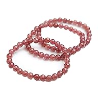Top Natural Red Strawberry Quartz Crystal Round Beads Women Bracelet 6mm AAAA