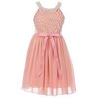 Elegant Sleeveless Lace Pearl Chiffon Birthday Party Flower Girl Dress 4-14 USA
