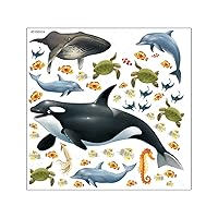 PartyKindom 1Pc Wall Sticker Lovely Wall Decals playroom Wall Decoration Whale Wall Decal Ocean Creature Sticker Girl Nursery Tile Stickers kidergarden Wallpaper Baby PVC Turtle Dolphin